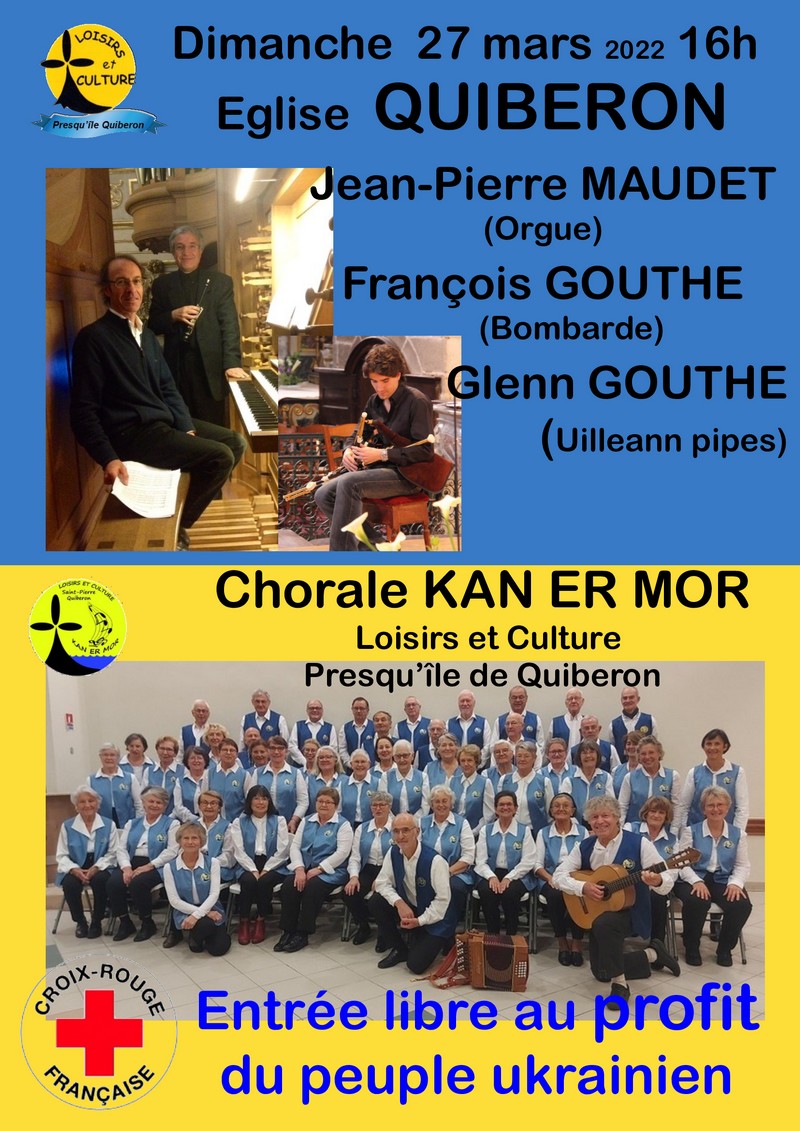 Tous au CONCERT de Quiberon le 27 mars à 16 heures au profit du PEUPLE UKRAINIEN