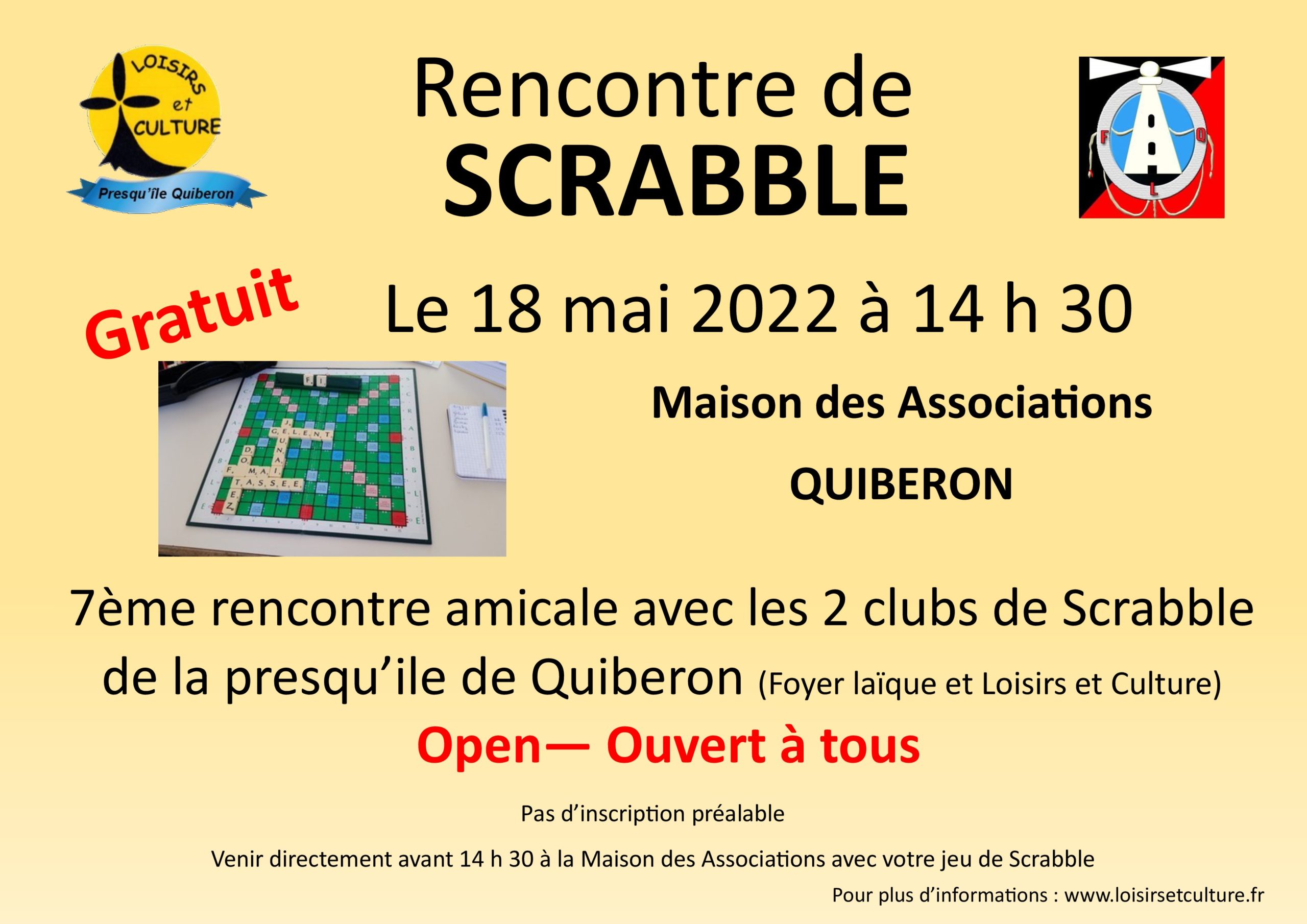 7ème rencontre de SCRABBLE de la presqu’île le 18 mai