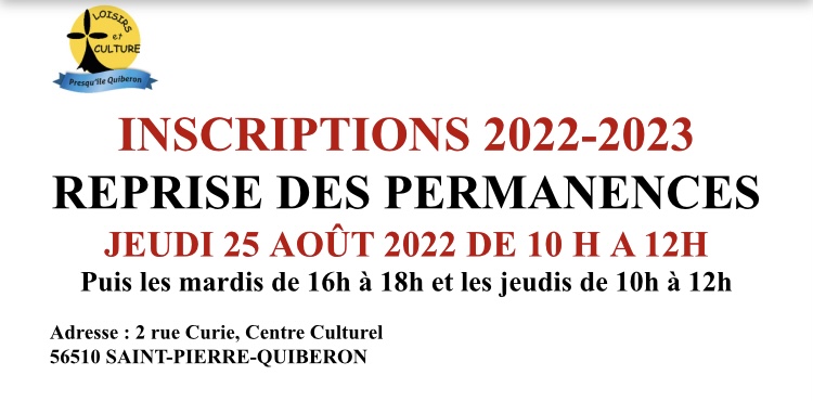 Reprise des permanences jeudi 25 août 2022