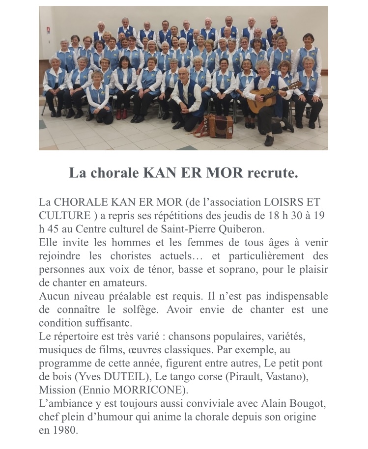 La chorale KAN ER MOR recrute