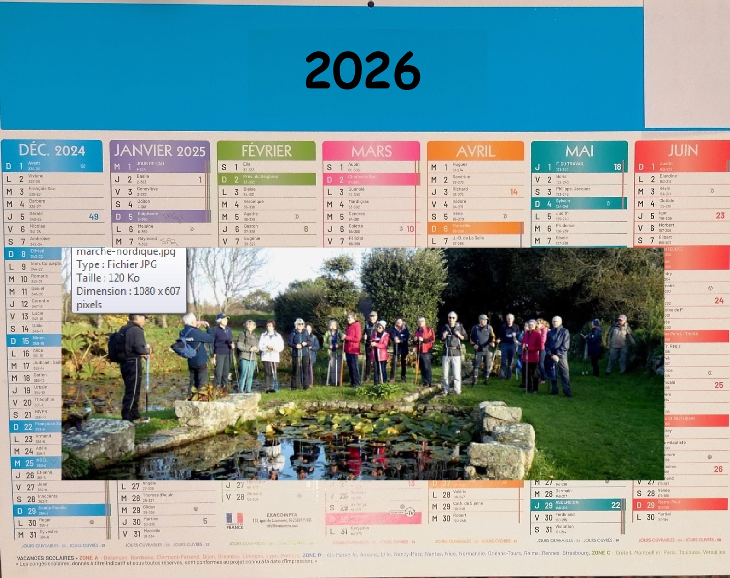 Calendrier marche nordique – début 2026
